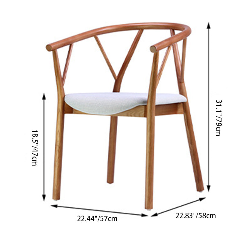 Contemporary Scandinavian Curved Square Leather Wood Dining Chair Backrest Armless For Dining Room