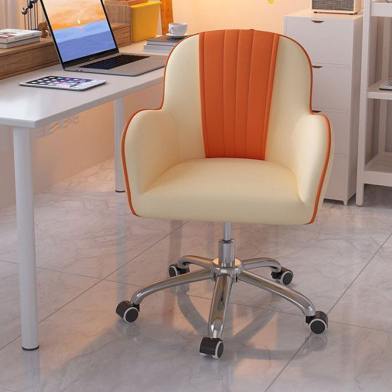 Contemporary Scandinavian Curve Square PU Leather Steel Nylon Desk Chair Backrest Arm For Home Office