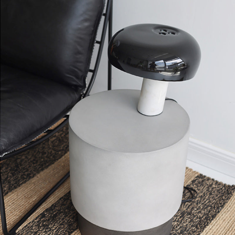 Contemporary Industrial Cylindrical Magnesium Oxide End Table For Living Room