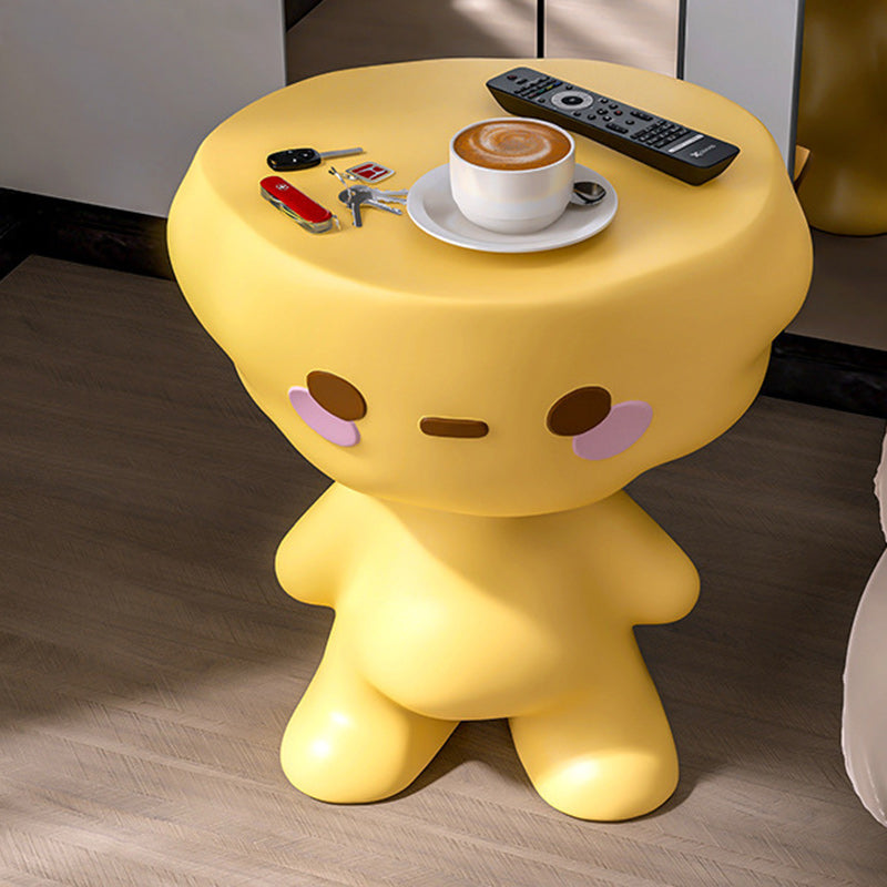 Modern Art Deco Kids Round Cartoon Character Resin End Table For Living Room