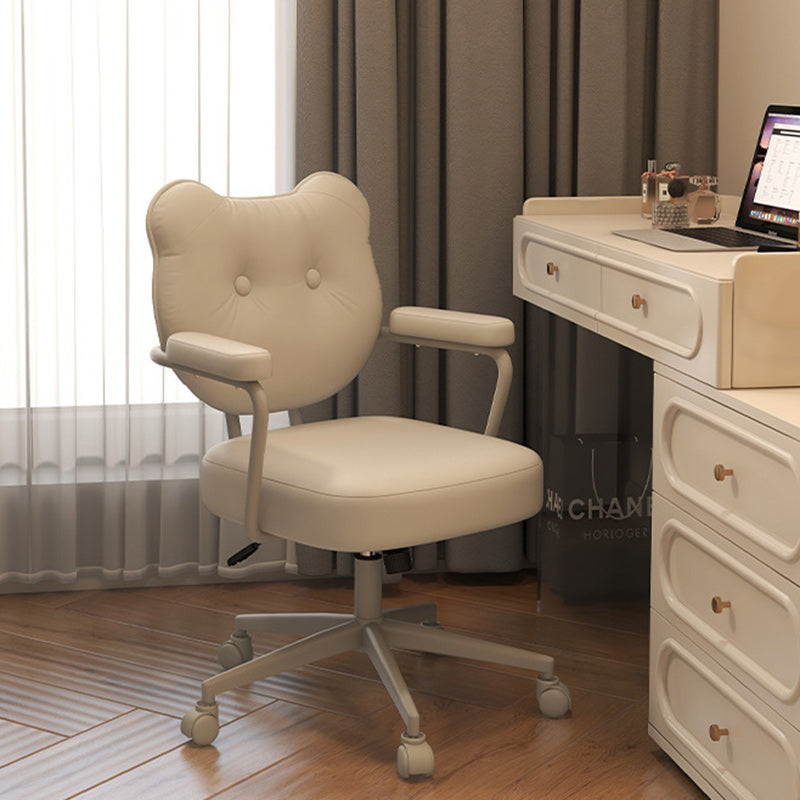 Contemporary Creative Square Upholstered Bear PU Leather Stainless Steel Vanity Stool Backrest For Bedroom