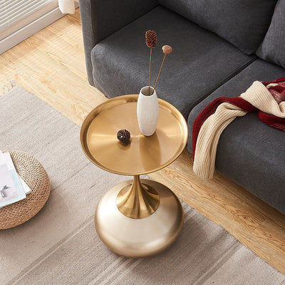 Modern Luxury Round Oval Base Metal Coffee Table For Living Room