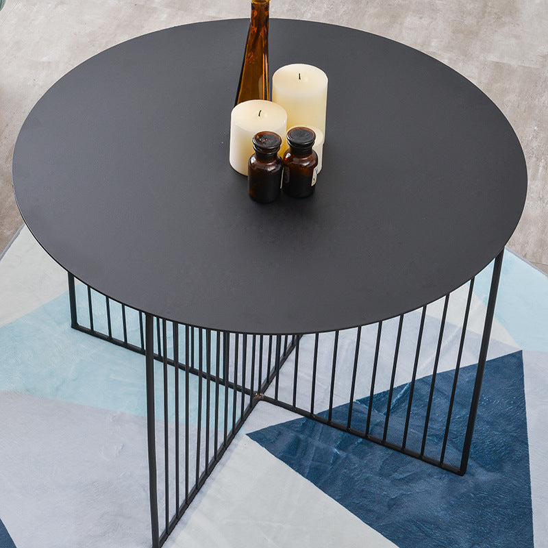 Modern Minimalist Round Lined Base Iron Side Table For Living Room