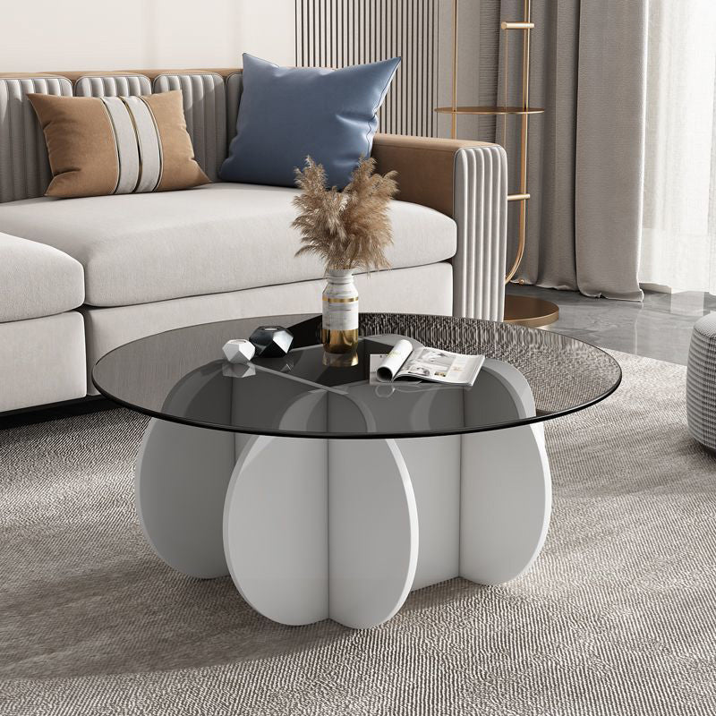 Modern Luxury Round Oval Cross Base Glass Plank Coffee Table For Living Room