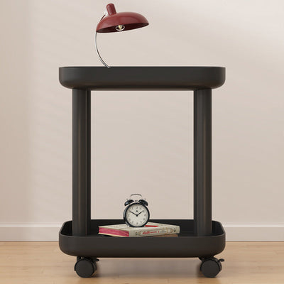 Contemporary Nordic Square Steel End Table 2-Tier For Living Room