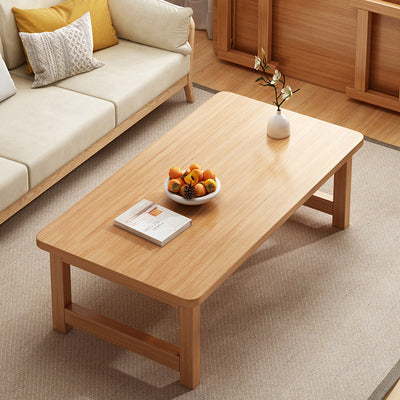 Modern Minimalist Foldable Rectangular Solid Wood Coffee Table For Living Room