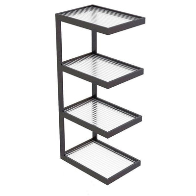 Modern Minimalist Rectangular Stripe Glass Iron Side Table 3/4 Tier For Living Room