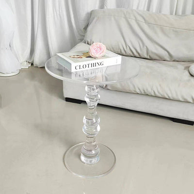 Modern Minimalist Round Tabletop Acrylic Coffee Table 1-Leg For Living Room