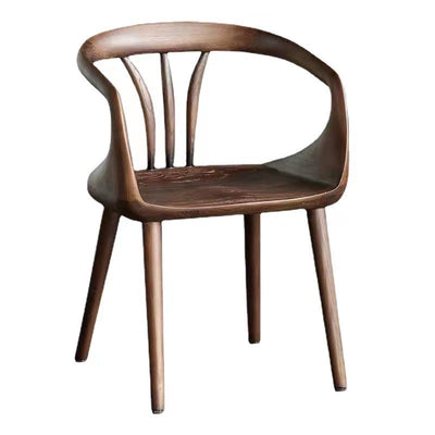 Contemporary Scandinavian Curved Square Solid Wood Dining Chair Backrest Arm For Dining Room