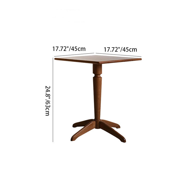 Contemporary Nordic Round Square Cherry Wood End Table 4-Leg For Living Room