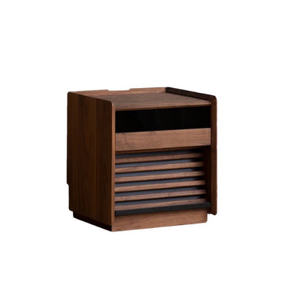 Contemporary Nordic Rectangular Wood Nightstand 2-Drawer For Bedroom