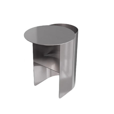 Modern Minimalist Round Stainless Steel End Table 2-Tier For Living Room