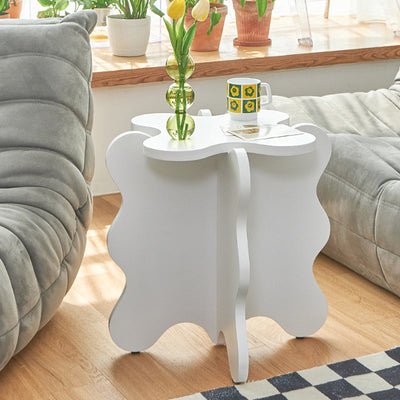 Contemporary Creative Wave Petal Wooden Fiberboard End Table For Living Room