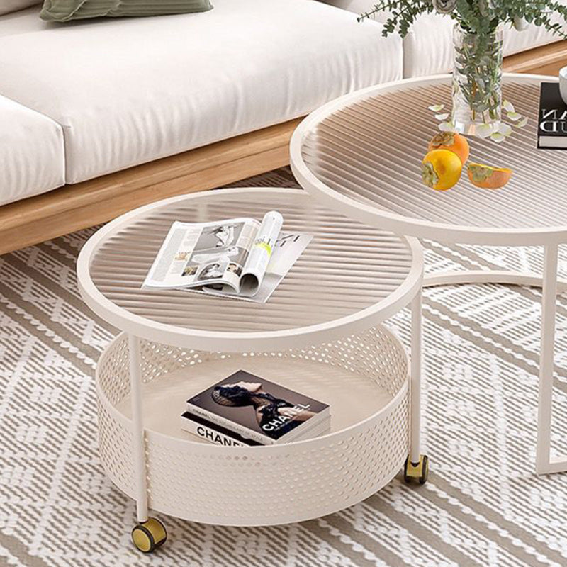 Modern Minimalist Removable Round Glass Metal End Table 3-Tier For Living Room