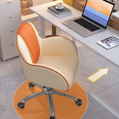 Contemporary Scandinavian Curve Square PU Leather Steel Nylon Desk Chair Backrest Arm For Home Office