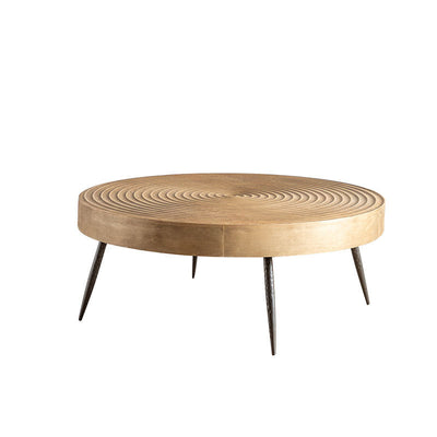 Traditional Japanese Round Tabletop Medium Density Fiberboard Metal Coffee Table 3/4-Leg For Living Room