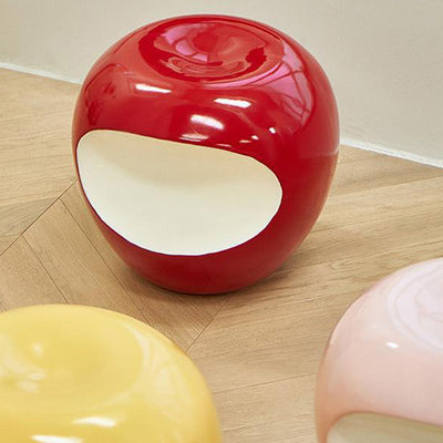 Modern Art Deco Apple Round Resin Chair Backless Armless For Bedroom