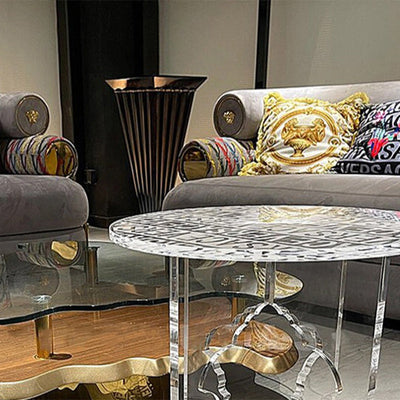 Modern Luxury Round Acrylic End Table 1-Tier For Living Room