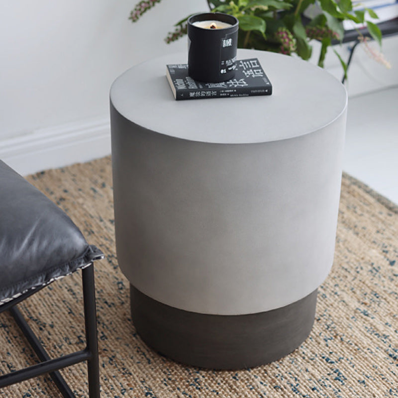 Contemporary Industrial Cylindrical Magnesium Oxide End Table For Living Room