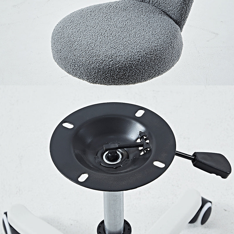 Modern Minimalist Round Lambswool Metal Vanity Stool Backrest For Bedroom