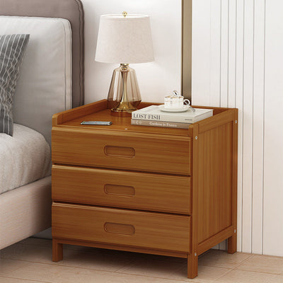 Traditional Japanese Square Solid Wood Nightstand 1/3 Drawer For Bedroom