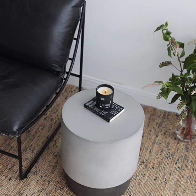 Contemporary Industrial Cylindrical Magnesium Oxide End Table For Living Room