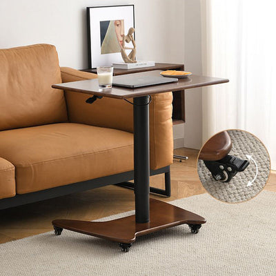 Modern Simplicity Rectangular Rubber Wood Aluminium Alloy End Table Movable Liftable For Living Room