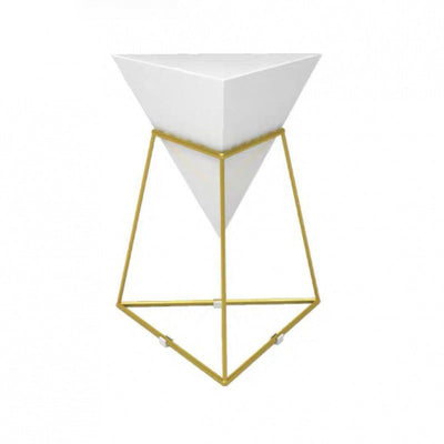 Modern Luxury Triangle Cone Iron Panel Rock Panel Gold Plated Shelf Side Table 1-Tier For Living Room