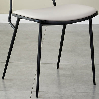 Contemporary Scandinavian Square Leather Metal Dining Chair Backrest Armless For Dining Room