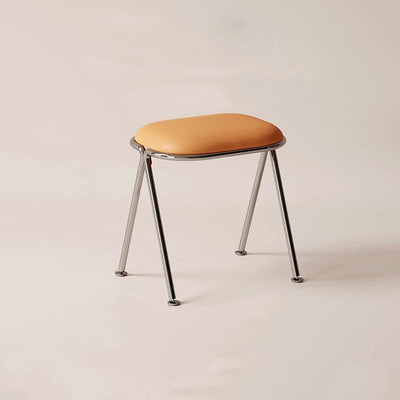 Contemporary Nordic Rectangular Leather Metal Vanity Stool For Bedroom