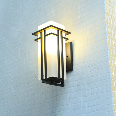 Modern Minimalist Waterproof Rectangular Alloy Glass 1-Light Wall Sconce Lamp For Outdoor Patio