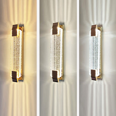 Contemporary Luxury Rectangular Glass Stainless Steel LED Wall Sconce Lamp For Bedroom