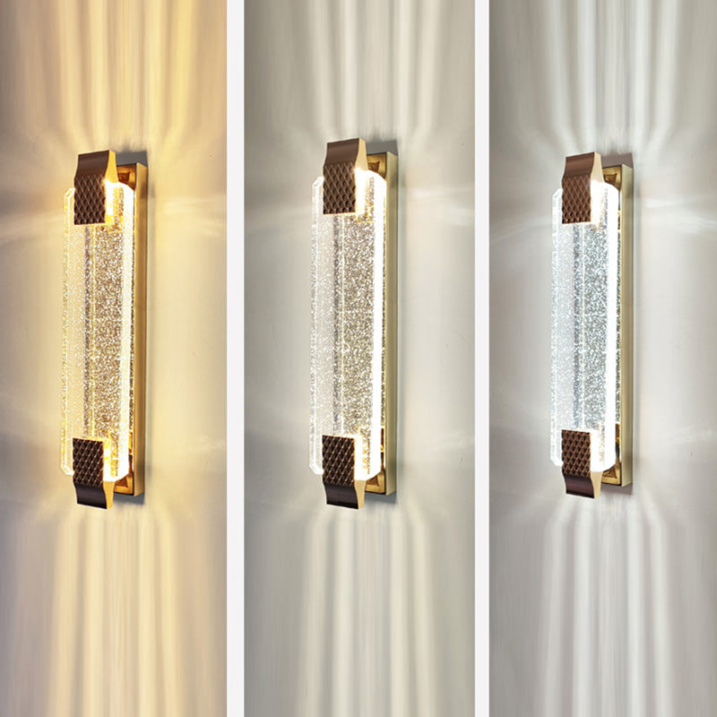 Contemporary Luxury Rectangular Glass Stainless Steel LED Wall Sconce Lamp For Bedroom