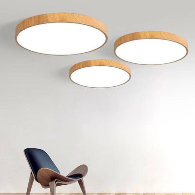 Contemporary Scandinavian Round PVC Iron LED Flush Mount Ceiling Light For Bedroom