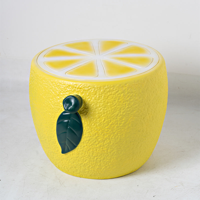 Modern Art Deco Lemon Leaf Round Plastic Chair Backless Armless For Bedroom