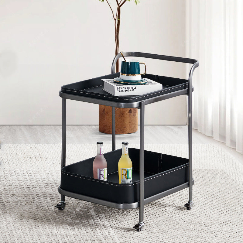 Contemporary Nordic Rectangular Leather Stainless Steel Removable End Table 1-Storage For Living Room