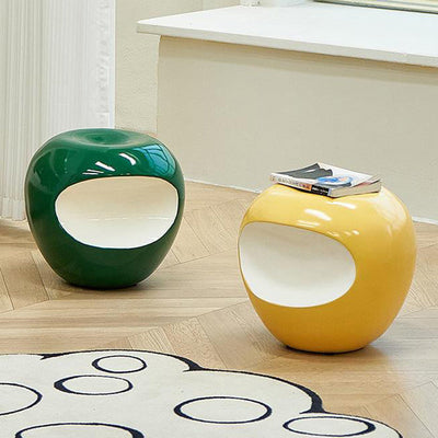 Modern Art Deco Apple Round Resin Chair Backless Armless For Bedroom