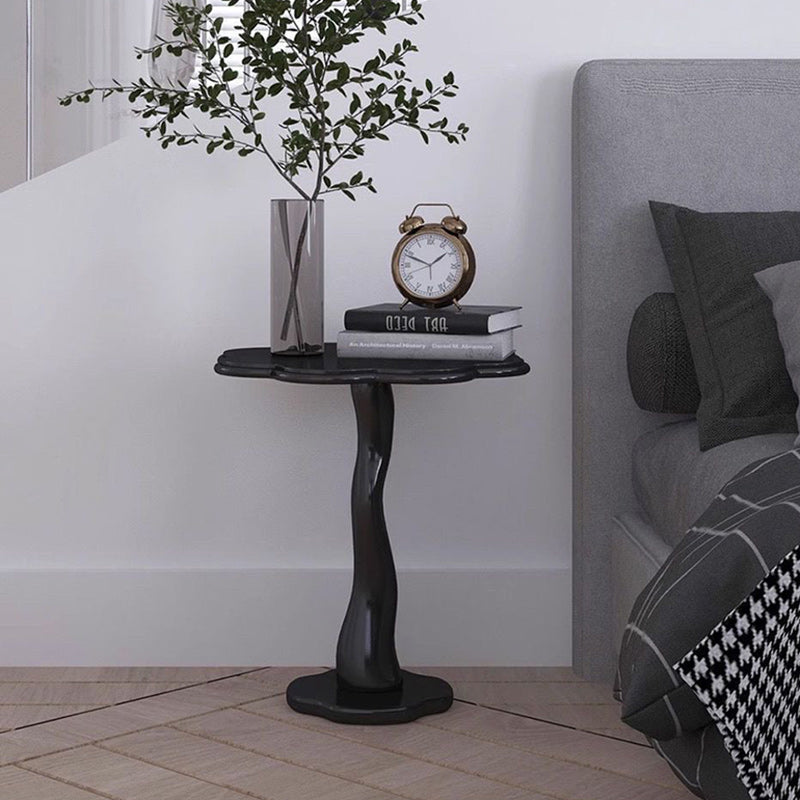 Contemporary Scandinavian Petal Flower Glass Stainless Steel End Table 1-Tier For Living Room