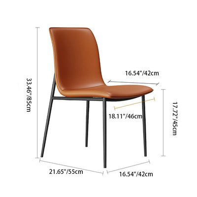 Modern Minimalist Leather Carbon Steel Sponge Square Dining Chair Backrest For Dining Room