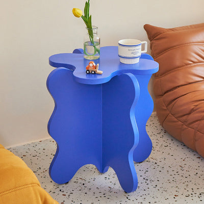 Contemporary Creative Wave Petal Wooden Fiberboard End Table For Living Room