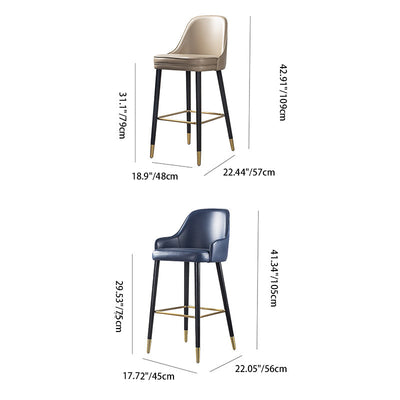 Modern Luxury Round Upholstered Quad Stand Leather Stainless Steel Iron Bar Stool For Restaurant