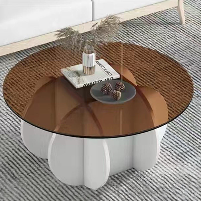 Modern Luxury Round Oval Cross Base Glass Plank Coffee Table For Living Room