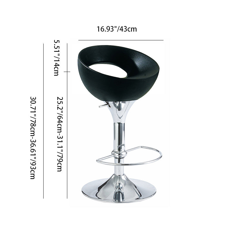 Modern Simplicity Iron ABS Round Bowl Hollowed Bar Stool Footrest Swivel For Kitchen