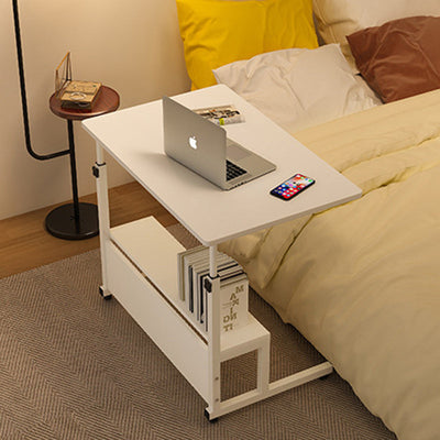 Modern Minimalist Rectangular Wood Steel Side Table 2-Tier For Study