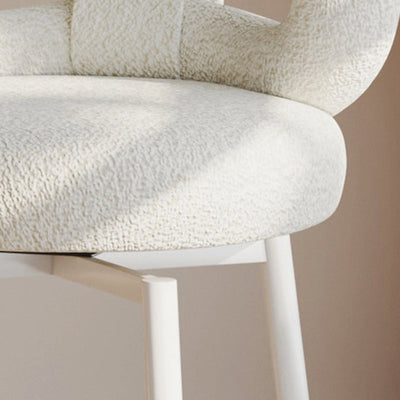 Contemporary Creative Round Upholstered Bow Lambswool Iron Vanity Stool Backrest For Bedroom