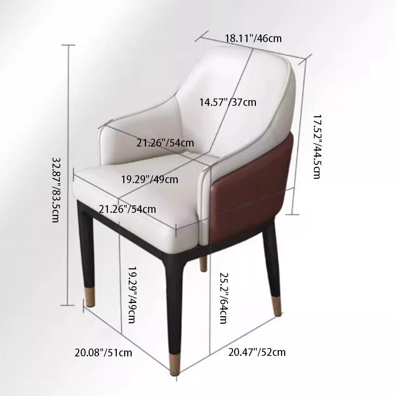 Modern Luxury Square Bent Leather Metal Dining Chair Backrest Armless For Dining Room