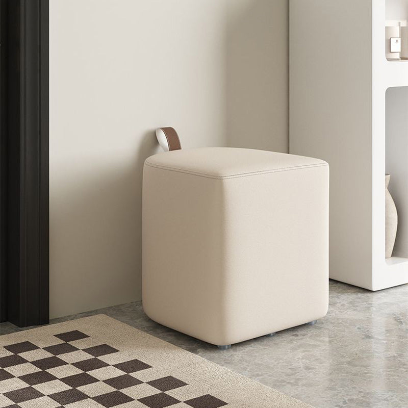 Modern Minimalist Cylinder Oval Microfiber Leather Solid Wood Vanity Stool Backless Armless For Bedroom