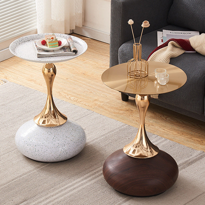 Modern Luxury Round Oval Base Metal Coffee Table For Living Room