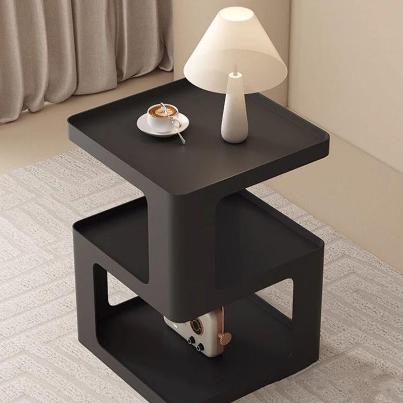 Modern Minimalist Square Iron Side Table 3-Tier For Living Room