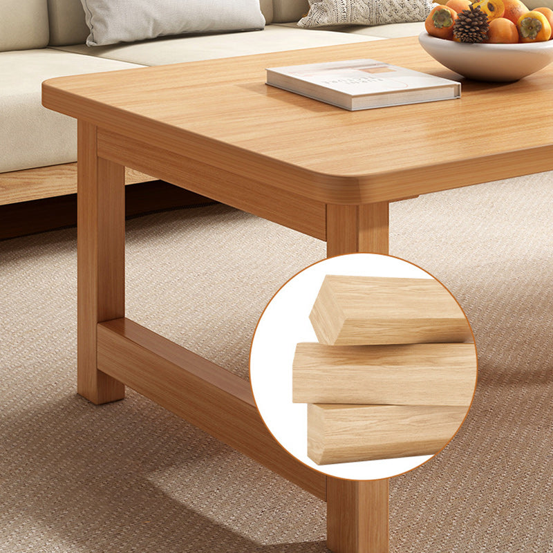 Modern Minimalist Foldable Rectangular Solid Wood Coffee Table For Living Room